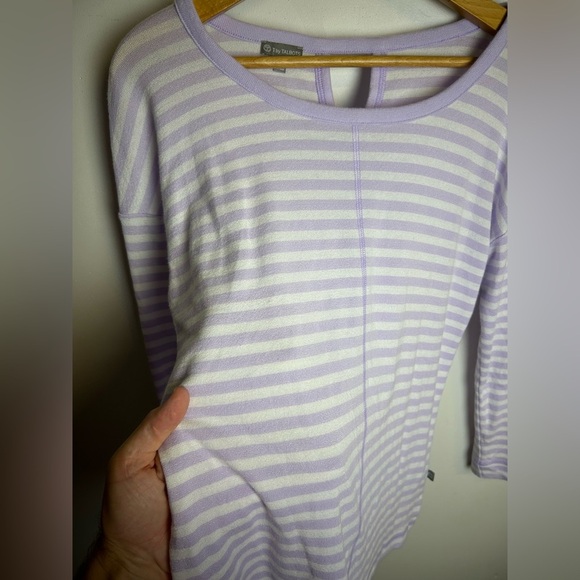 T By Talbots Striped lila Purple Long Sleeve top Sz MP Comfortable soft timeless - Picture 3 of 14